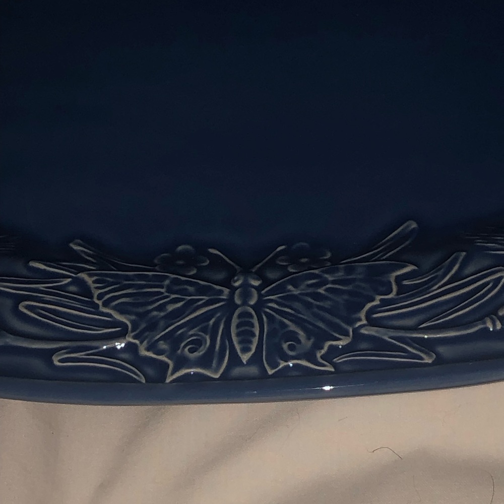 Bordallo Pinheiro Platter Blue Butterflies Vintage BEAUTIFUL BLUE BUTTERFLIES! - Picture 3 of 16